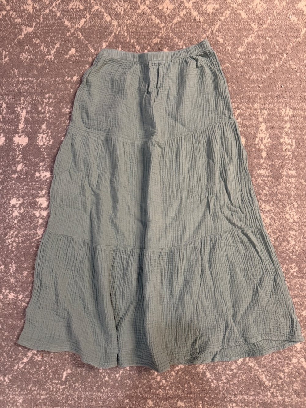 Light Teal Tiered Maxi Skirt with Elastic Waist